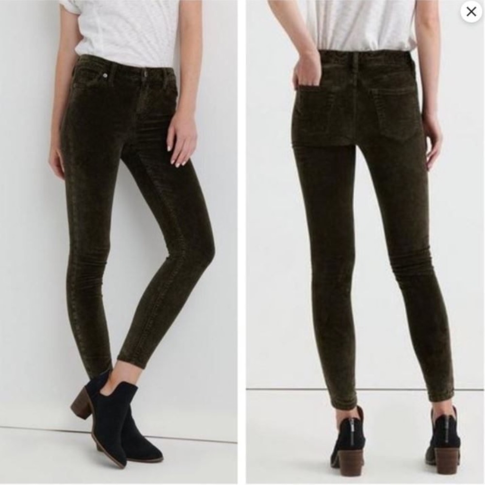 Lucky Brand Ava Super Skinny Velvet Pants Women's Size‎ 4 27 Olive Green Washed